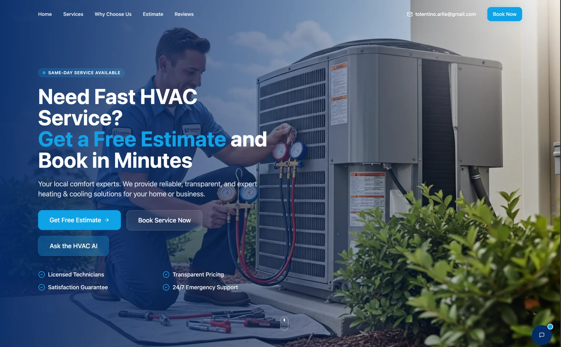 Customer Booking Platform home page