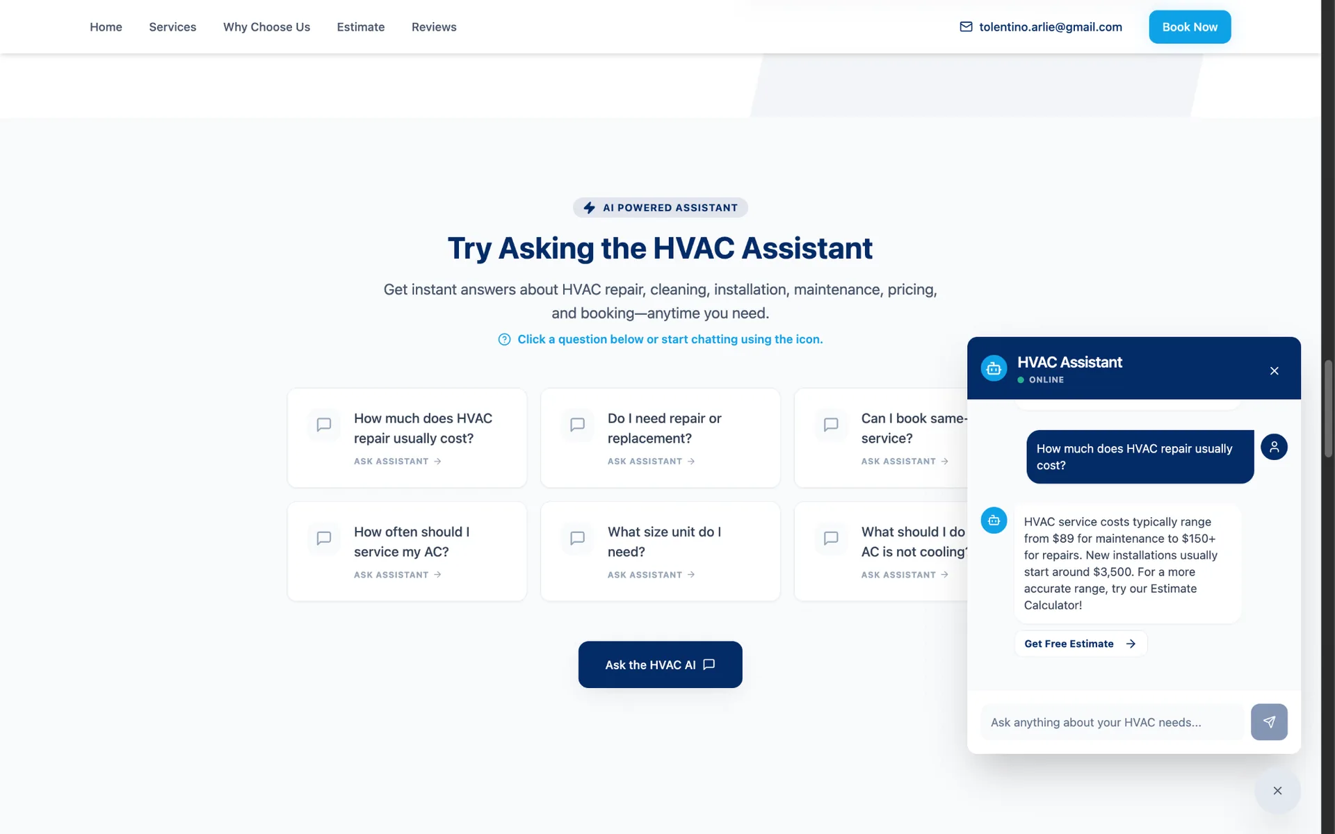 Customer Booking Platform AI conversation sample